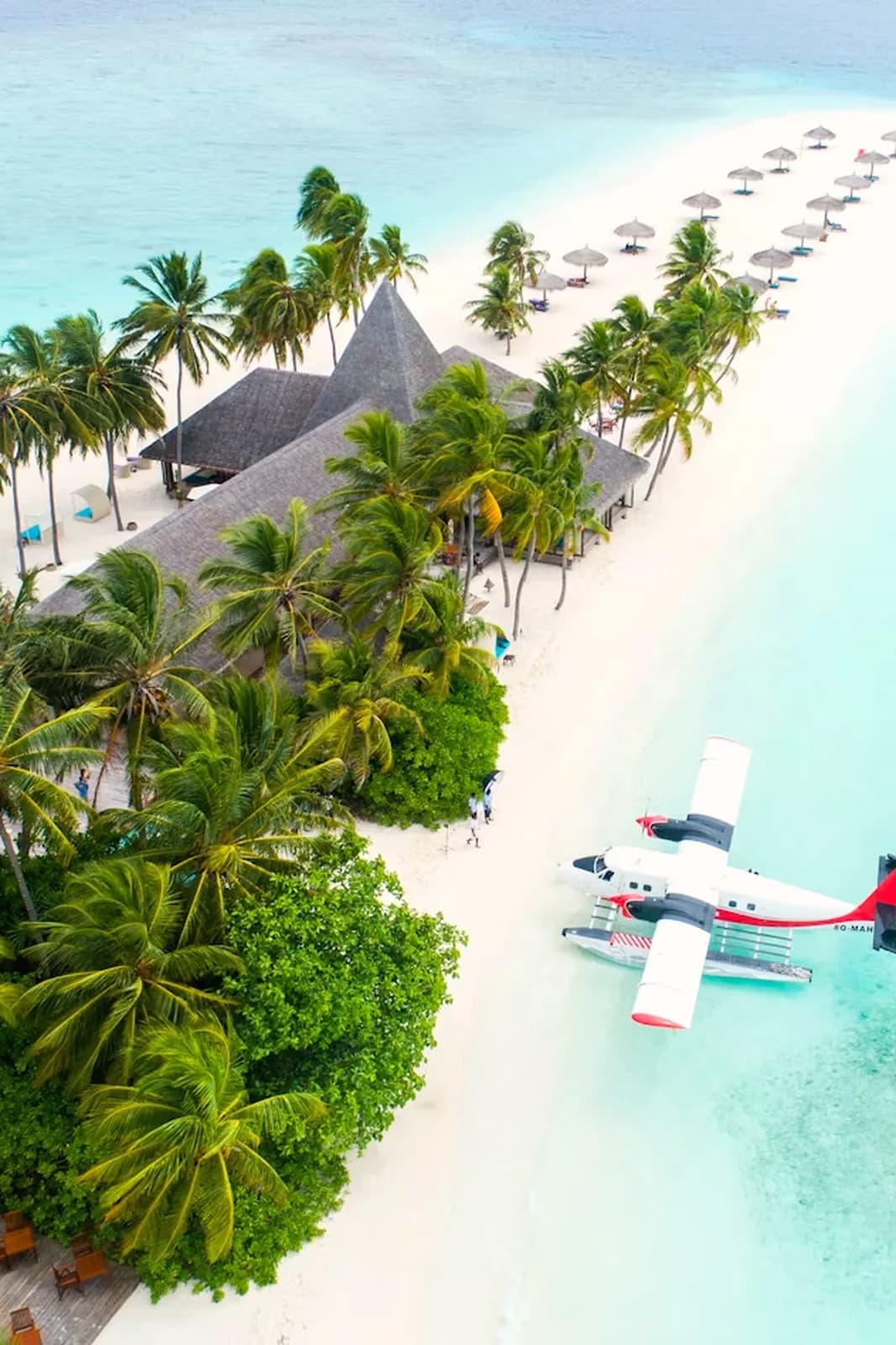 Malediven Strand Wasserflugzeug
